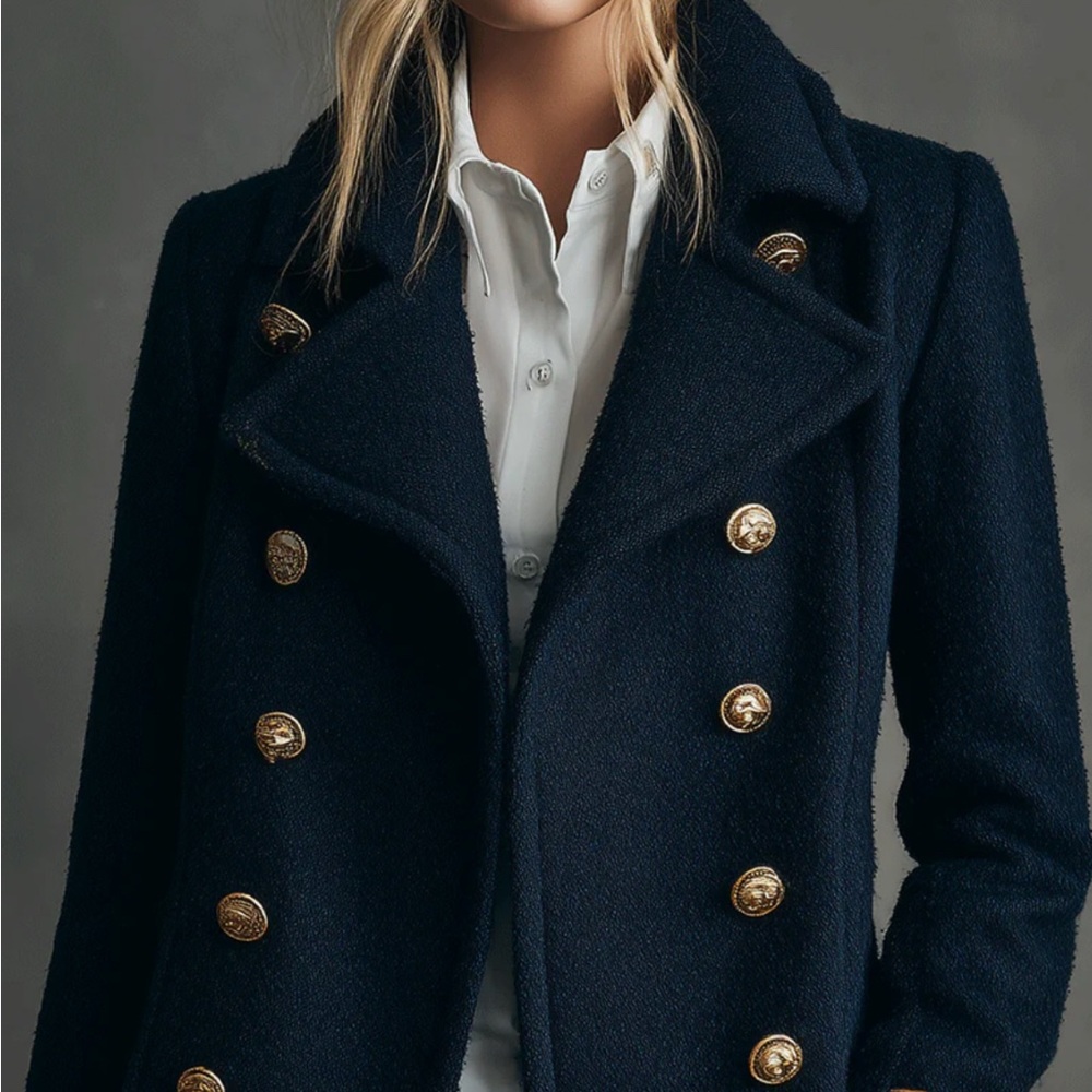NIC+ZOE Midnight Blue Blazer with Button Accents - Picture 5 of 6